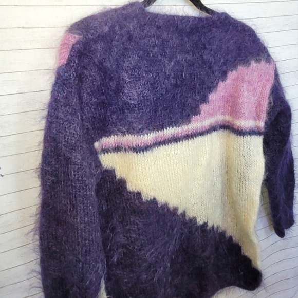 NEVA McINTOSH 100% SCOTTISH WOOL GEOMETRIC PURPLE SWEATER, SZ MEDIUM/LARGE - Picture 8 of 14
